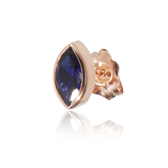 Marquise Shaped Lab Created Sapphire Single Stud in 14K Rose Gold 0.28 Ct - Picture 1 of 3